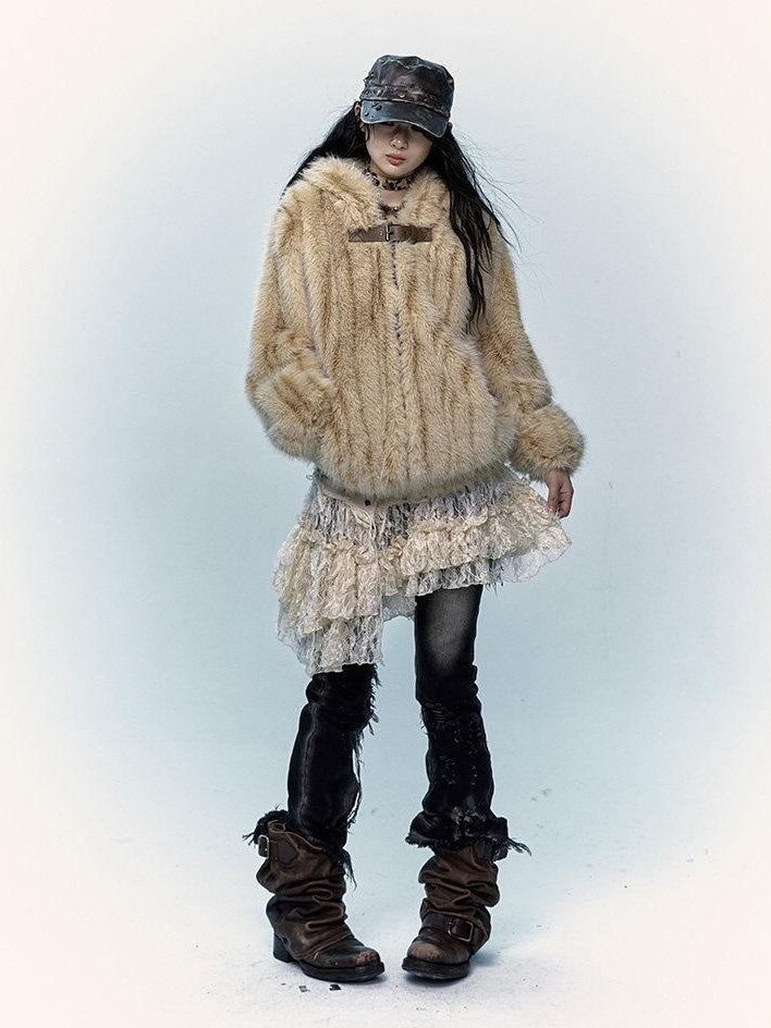 NO ROMANCE Pure Cotton Japanese Asymmetric Low Waist Lace Travel Youth Off White Mini Skirts