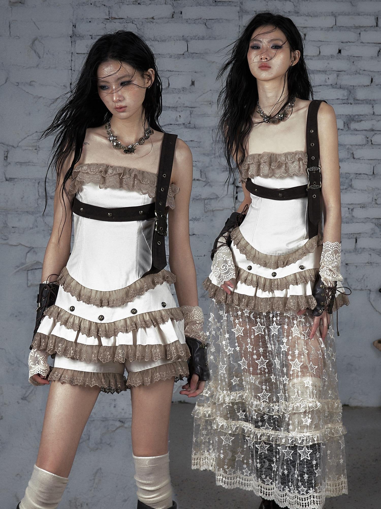 NO ROMANCE Pure Cotton Lace Vintage Natural Waist Party Sexy Strapless Mini Dresses