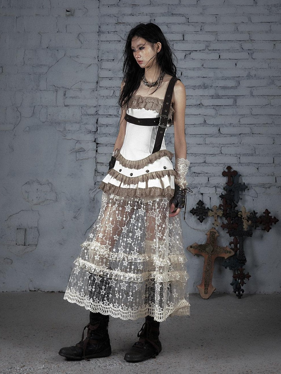 NO ROMANCE Pure Cotton Lace Vintage Natural Waist Party Sexy Strapless Mini Dresses