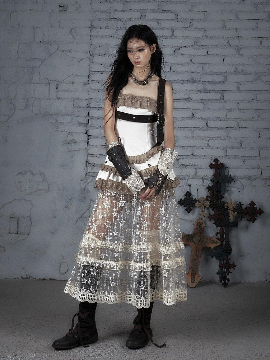 NO ROMANCE Pure Cotton Lace Vintage Natural Waist Party Sexy Strapless Mini Dresses