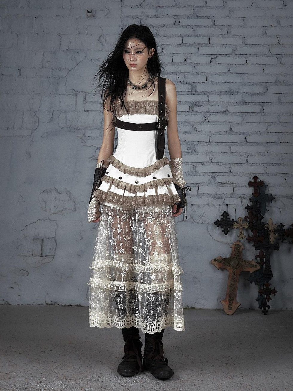 NO ROMANCE Pure Cotton Lace Vintage Natural Waist Party Sexy Strapless Mini Dresses