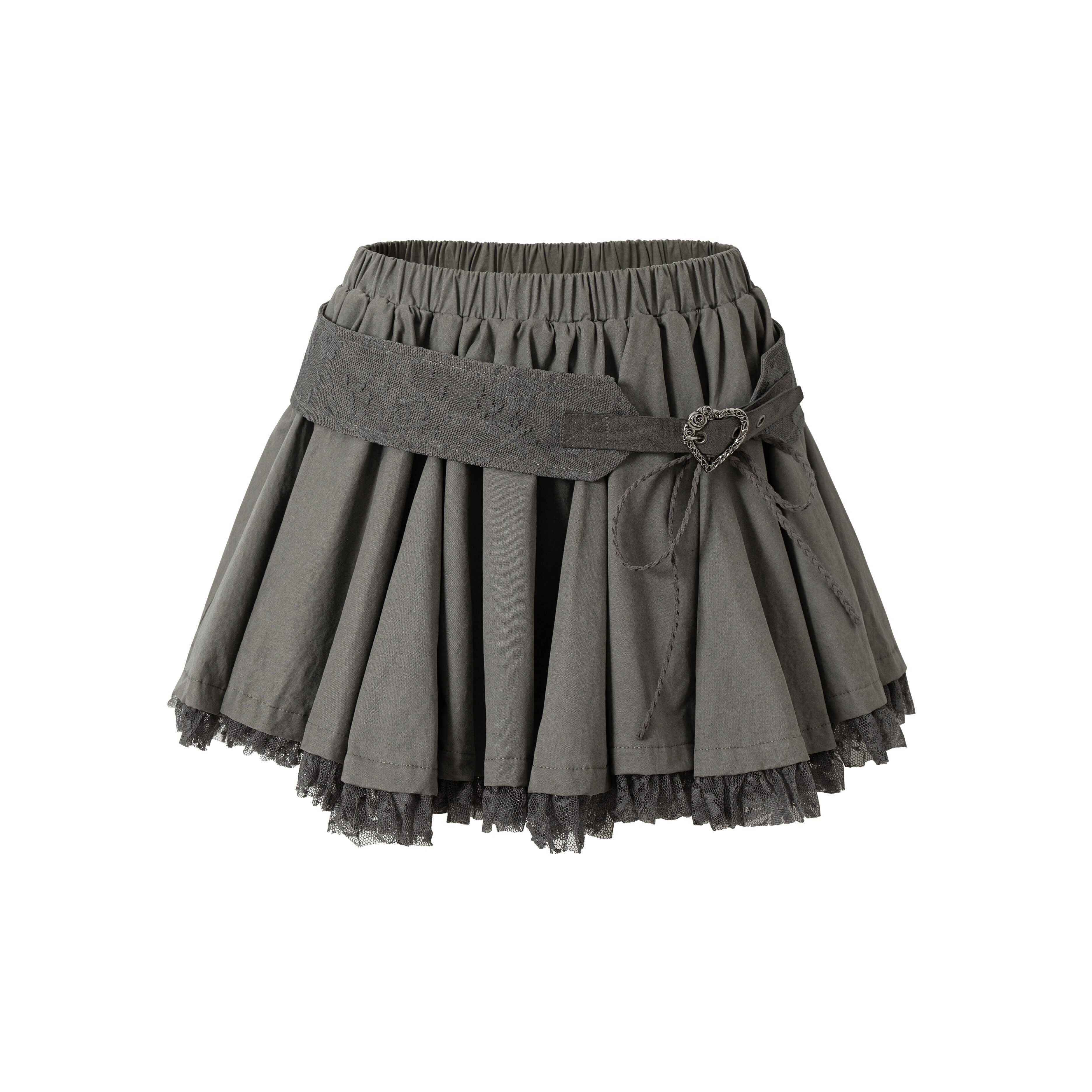 NO_ROMANCE_Pure_Cotton_Vintage_Mid_Rise_Distressed_Tiered_Relaxed_Warm_Gray_Mini_Skirts_MISSTT