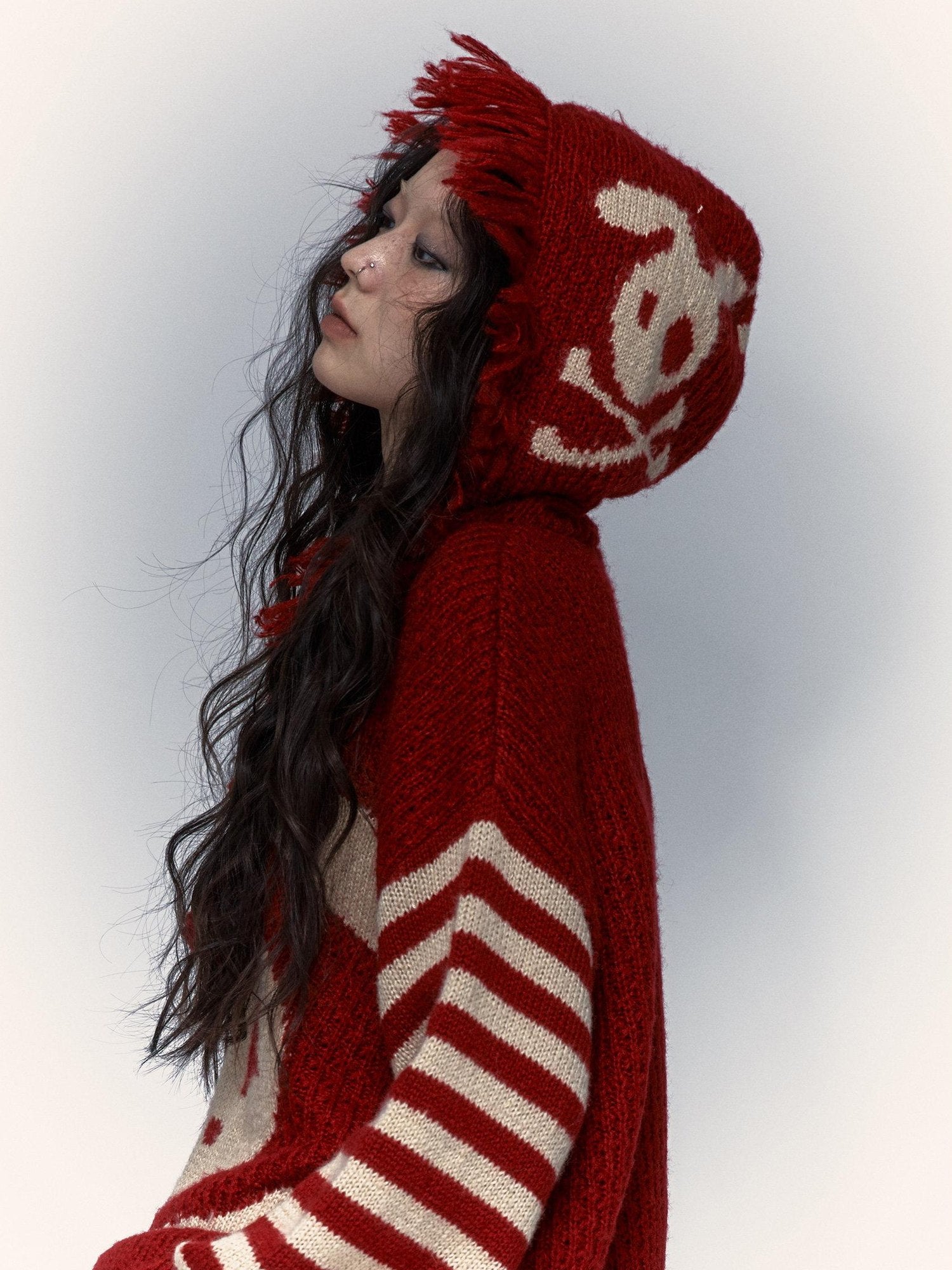 NO ROMANCE Red Accent Street Style Hooded Pullover Regular Fit Black Khaki Wine Hoodies