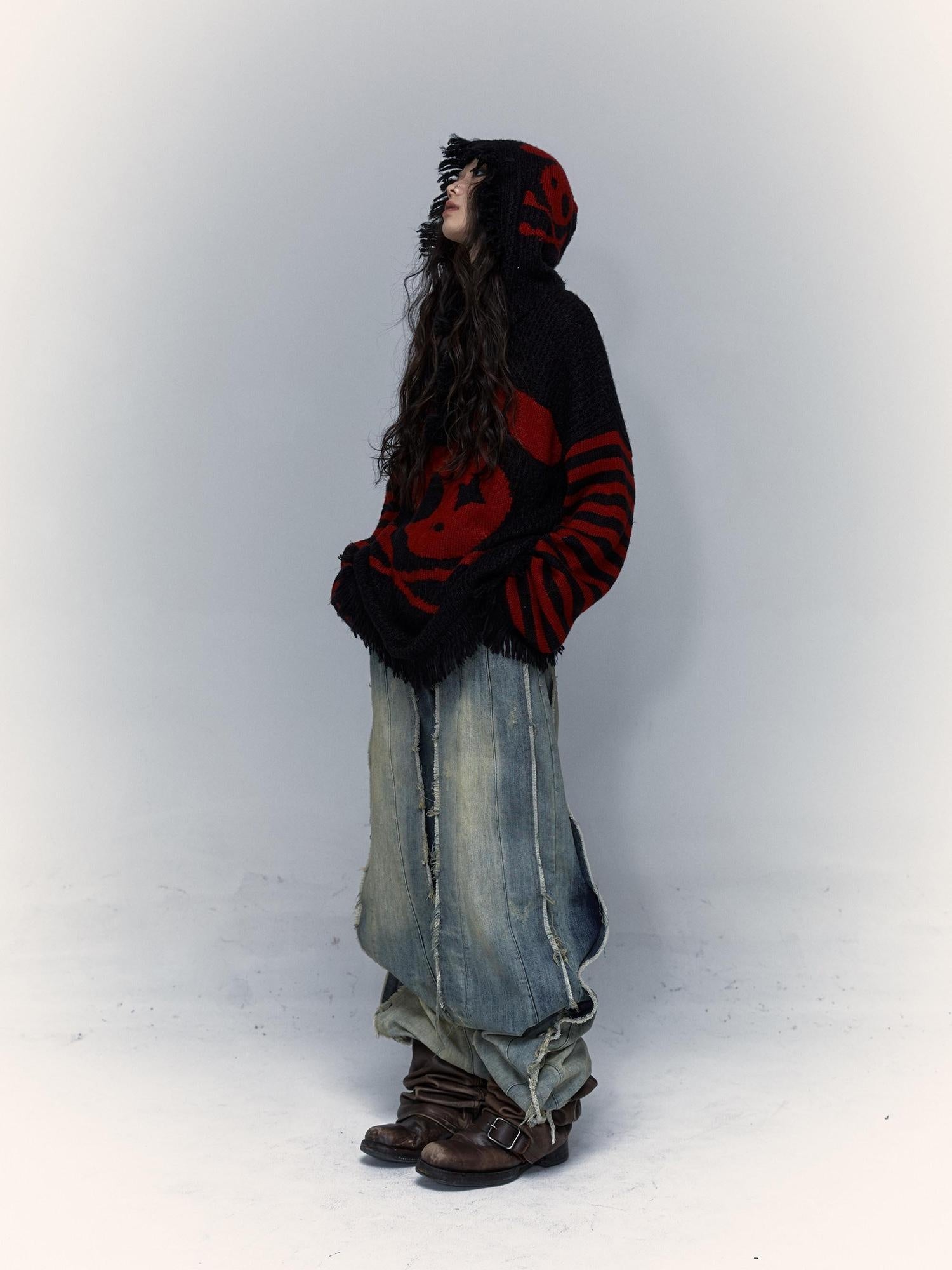 NO ROMANCE Red Accent Street Style Hooded Pullover Regular Fit Black Khaki Wine Hoodies