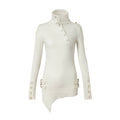 NO_ROMANCE_Retro_Asymmetric_Slim_Fit_Women_Turtleneck_Ivory_Long_Sleeve_T-Shirts_MISSTT