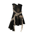 NO_ROMANCE_Ruched_Cotton_Blend_Vintage_Black_With_Clear_Straps_Strapless_Mini_Dresses_MISSTT