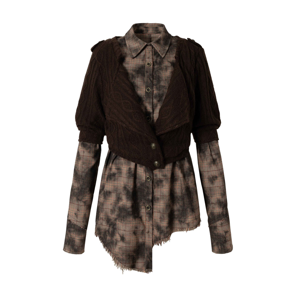 NO_ROMANCE_Shape_Retaining_Uv_Punk_Fitted_Asymmetric_Layered_Plaid_Collared_Blouses_MISSTT