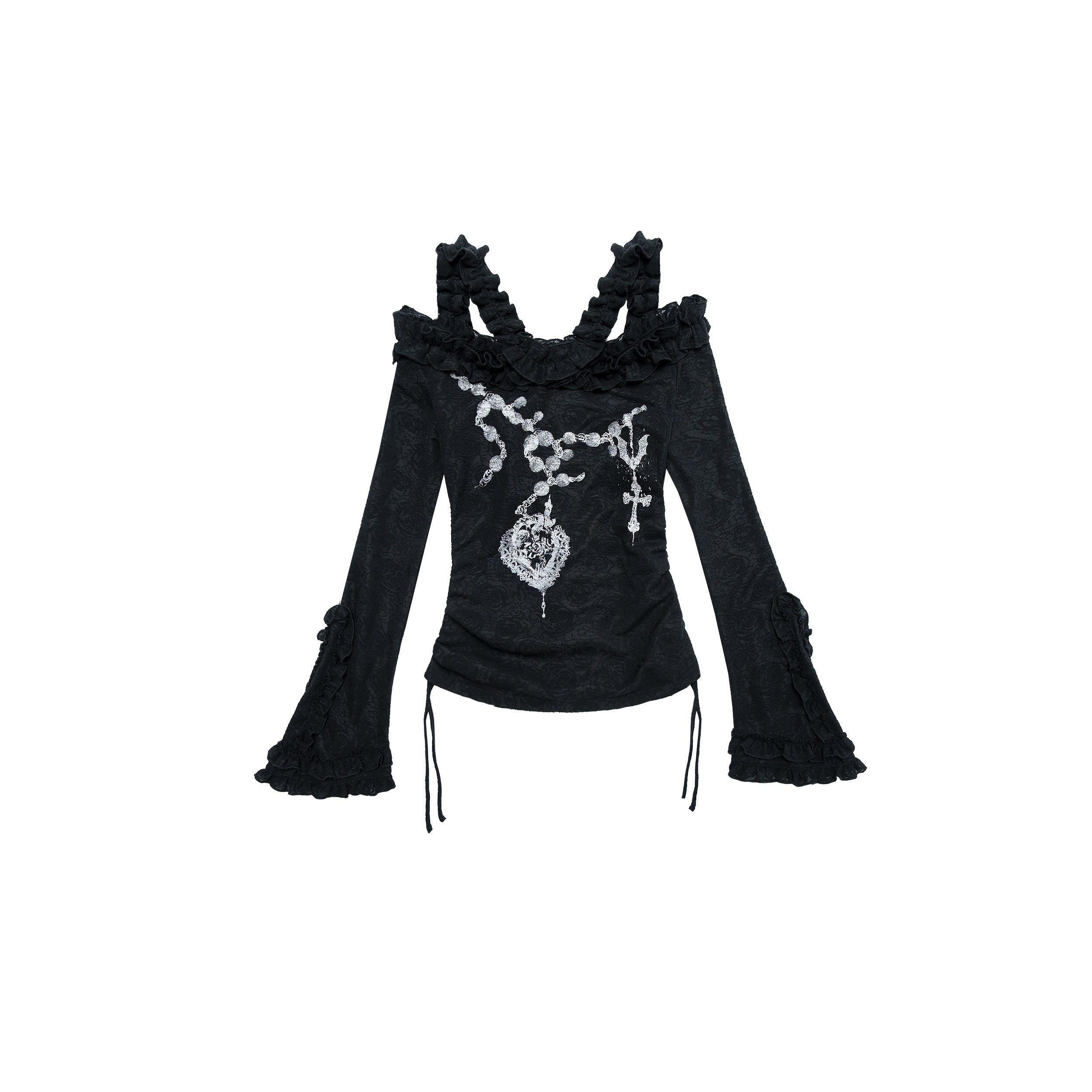 NO_ROMANCE_Skin_Friendly_Lace_Trim_Sweet_Off_Shoulder_Regular_Fit_Long_Sleeve_T-Shirts_MISSTT