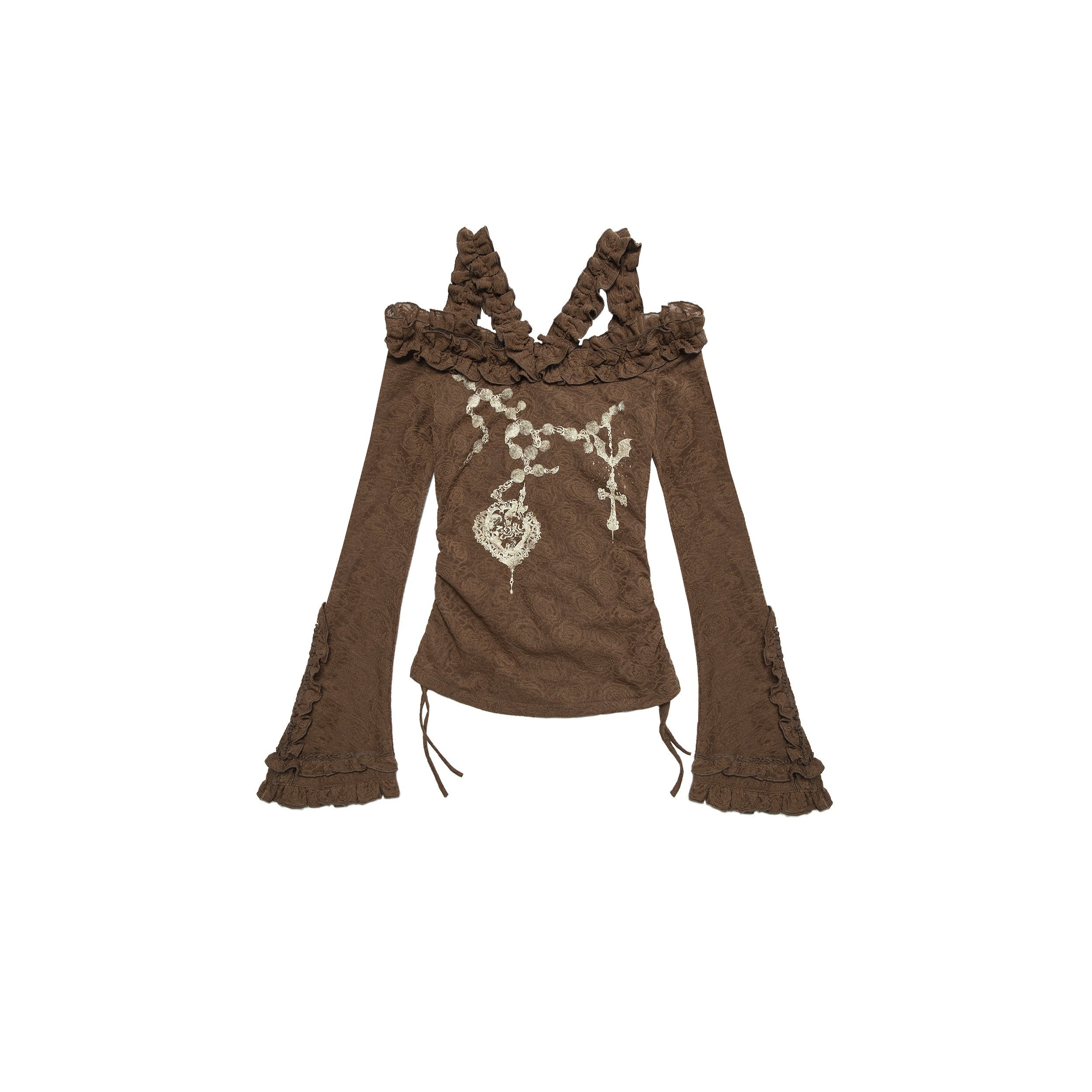 NO_ROMANCE_Skin_Friendly_Lace_Trim_Sweet_Off_Shoulder_Regular_Fit_Long_Sleeve_T-Shirts_MISSTT