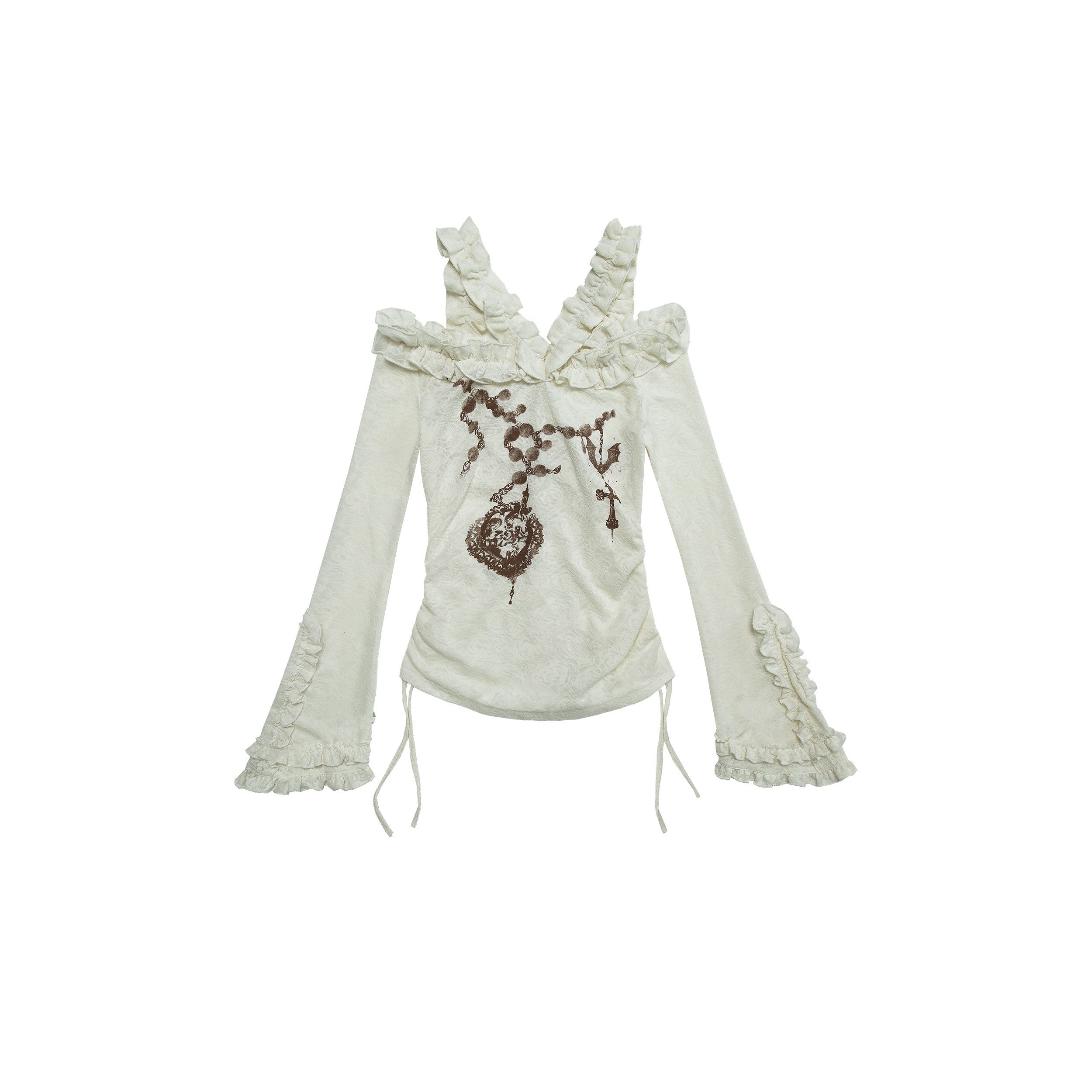 NO_ROMANCE_Skin_Friendly_Lace_Trim_Sweet_Off_Shoulder_Regular_Fit_Long_Sleeve_T-Shirts_MISSTT