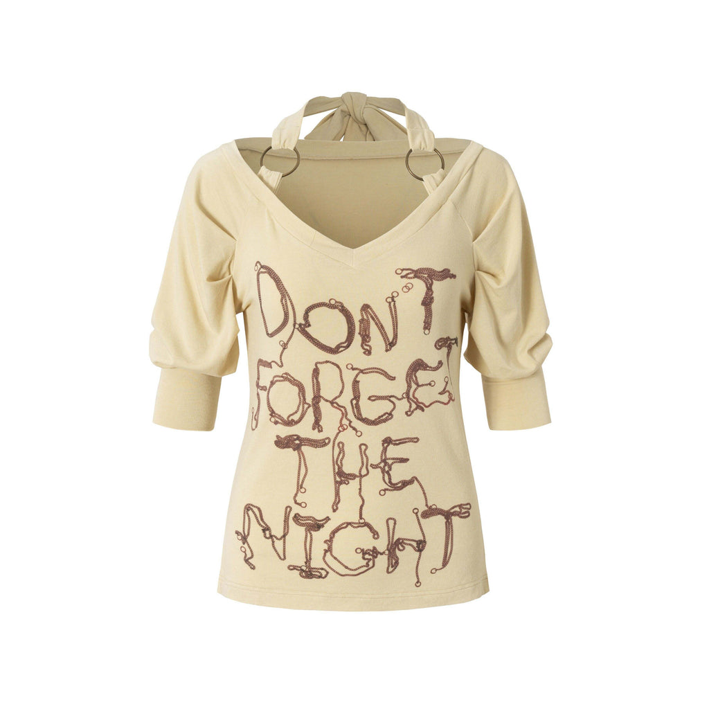 NO_ROMANCE_Slim_Fit_Printed_U_Neck_Women_Beige_Maroon_Cotton_Blend_Short_Sleeve_T-Shirts_MISSTT