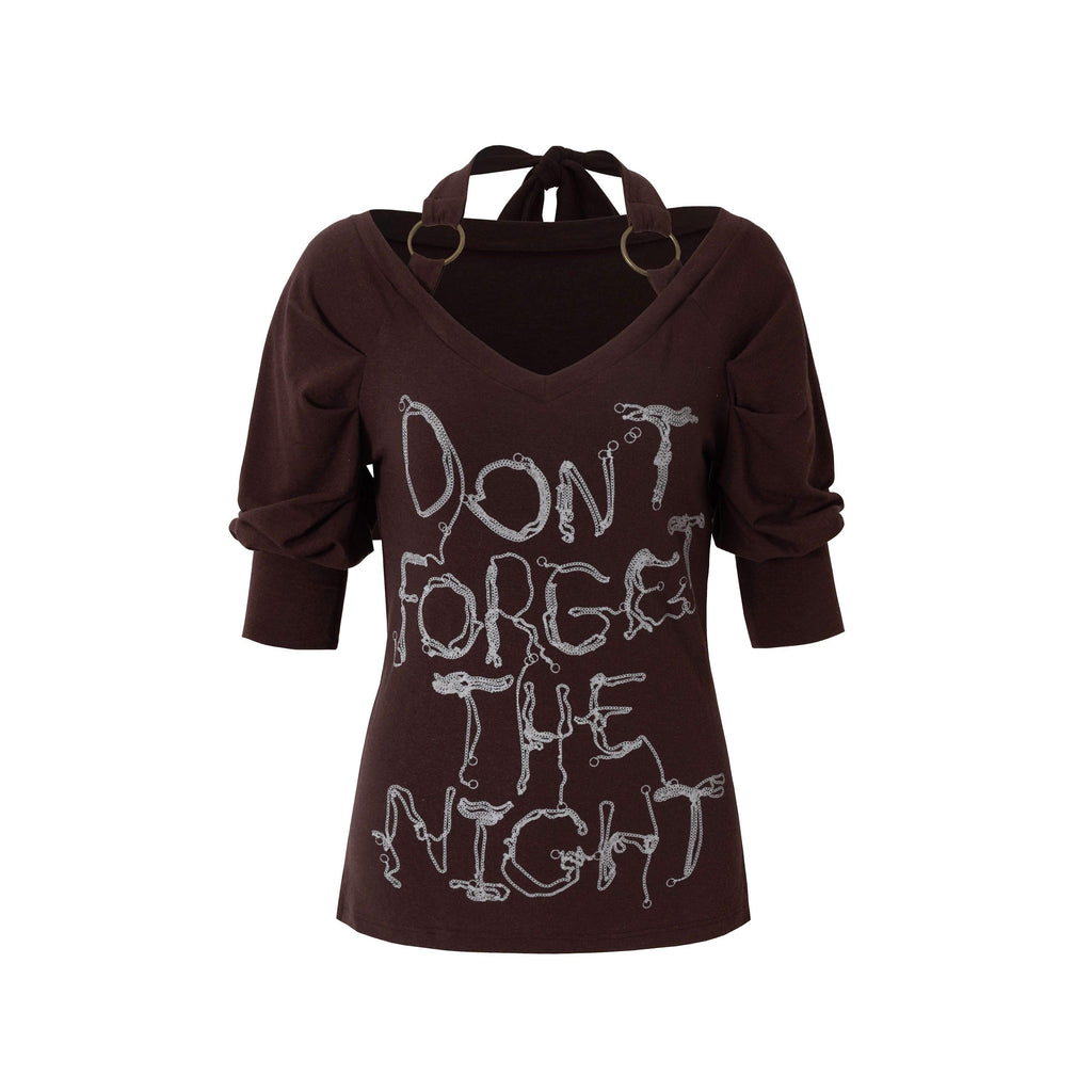 NO_ROMANCE_Slim_Fit_Printed_U_Neck_Women_Beige_Maroon_Cotton_Blend_Short_Sleeve_T-Shirts_MISSTT