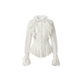NO_ROMANCE_Slimming_Flocked_Victorian_Ruffle_Gathered_Fitted_Stand_Collar_Women_Blouses_MISSTT