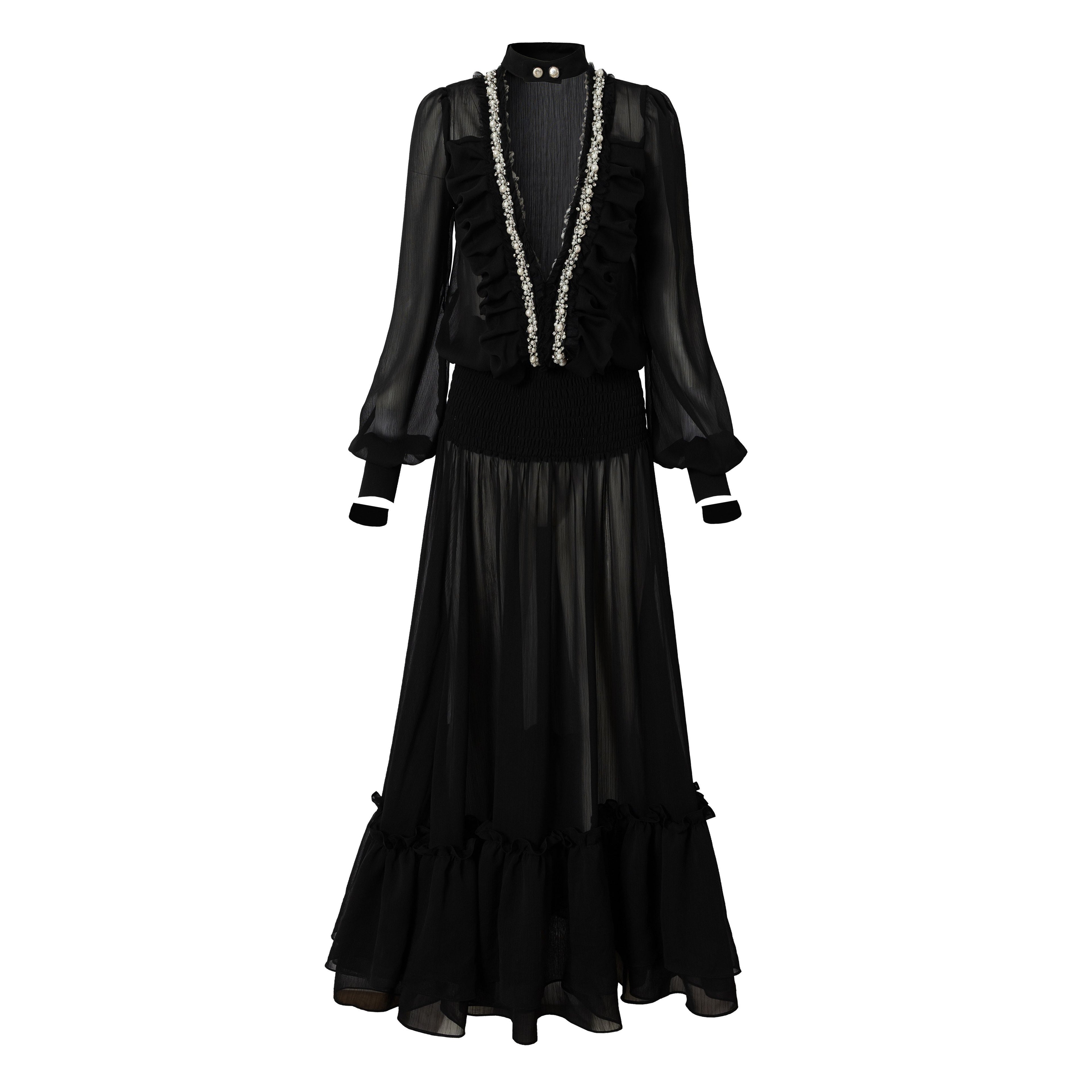 NO_ROMANCE_Soft_Chiffon_Pleated_Heiress_V-neck_Aline_Long_Sleeve_Travel_Casual_Midi_Dresses_MISSTT