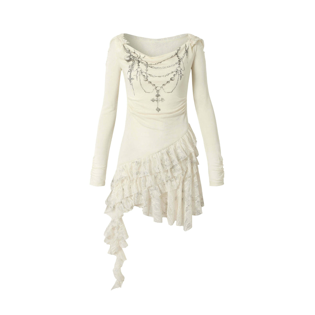 NO_ROMANCE_Soft_Lyocell_Lace_Vintage_Irregular_Hem_Fitted_Hooded_Party_Casual_Mini_Dresses_MISSTT