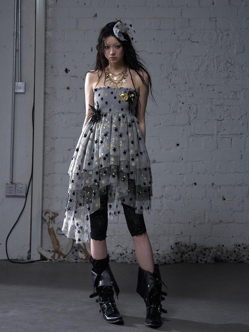 NO ROMANCE Soft Regal Lace Asymmetrical Camisole Casual Young Women White Grey Midi Skirts