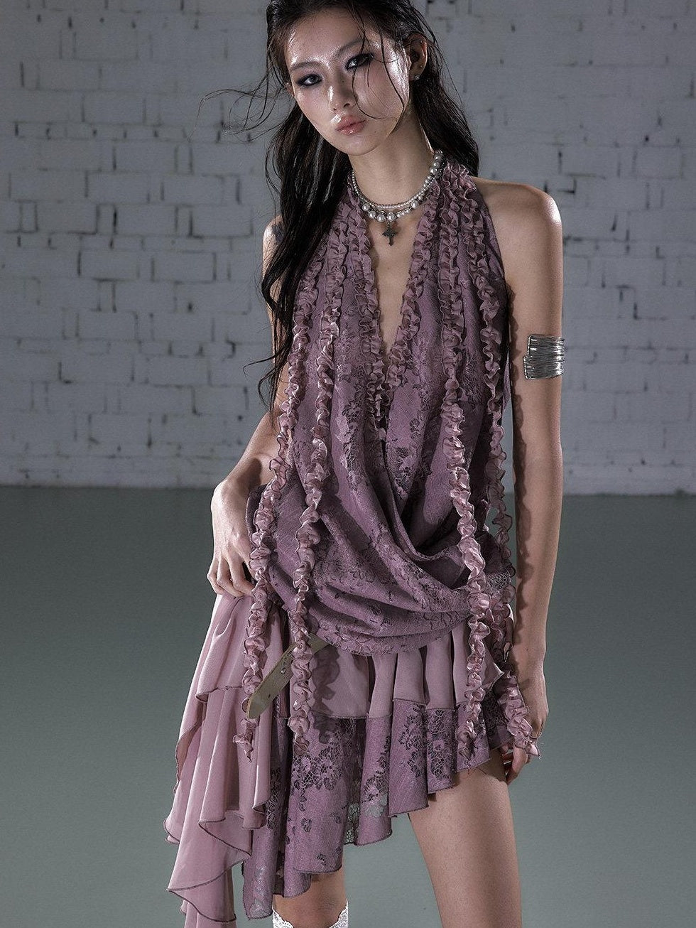 NO ROMANCE Soft Romantic Halter Loose Irregular Hem Vacation Party Casual Mini Dresses
