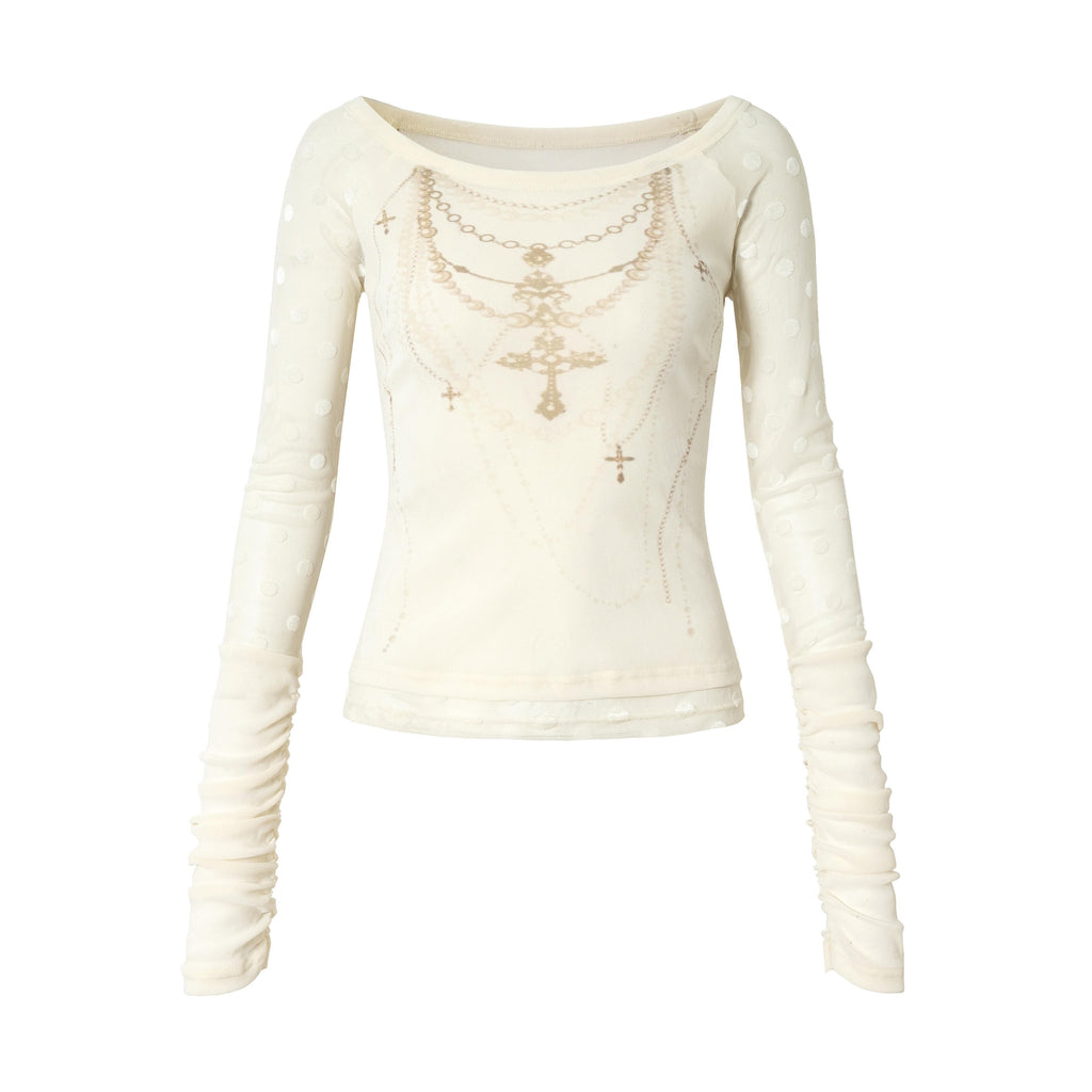 NO_ROMANCE_Soft_Stretch_Vintage_Polka_Dot_Slim_Fit_Women_Round_Neck_Long_Sleeve_T-Shirts_MISSTT