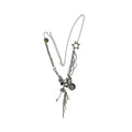 NO_ROMANCE_Sparkling_Cubic_Zirconia_Pendant_Punk_Mixed_Material_Chain_Adult_White_Necklaces_MISSTT