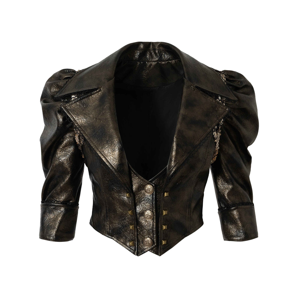 NO_ROMANCE_Studded_Metal_Punk_Oversized_Cropped_Puff_Sleeve_Womens_Button_Track_Jackets_MISSTT