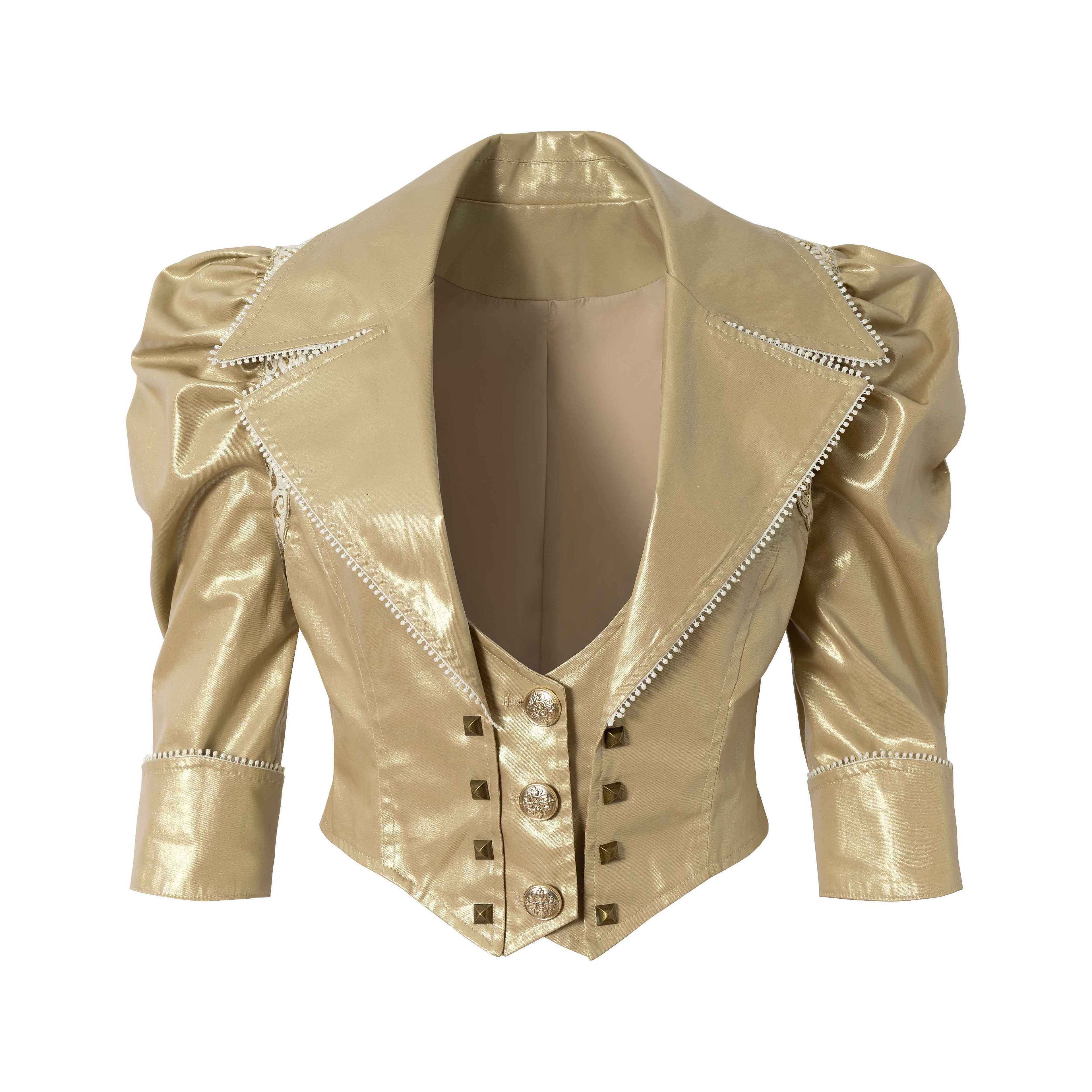NO_ROMANCE_Studded_Metal_Punk_Oversized_Cropped_Puff_Sleeve_Womens_Button_Track_Jackets_MISSTT