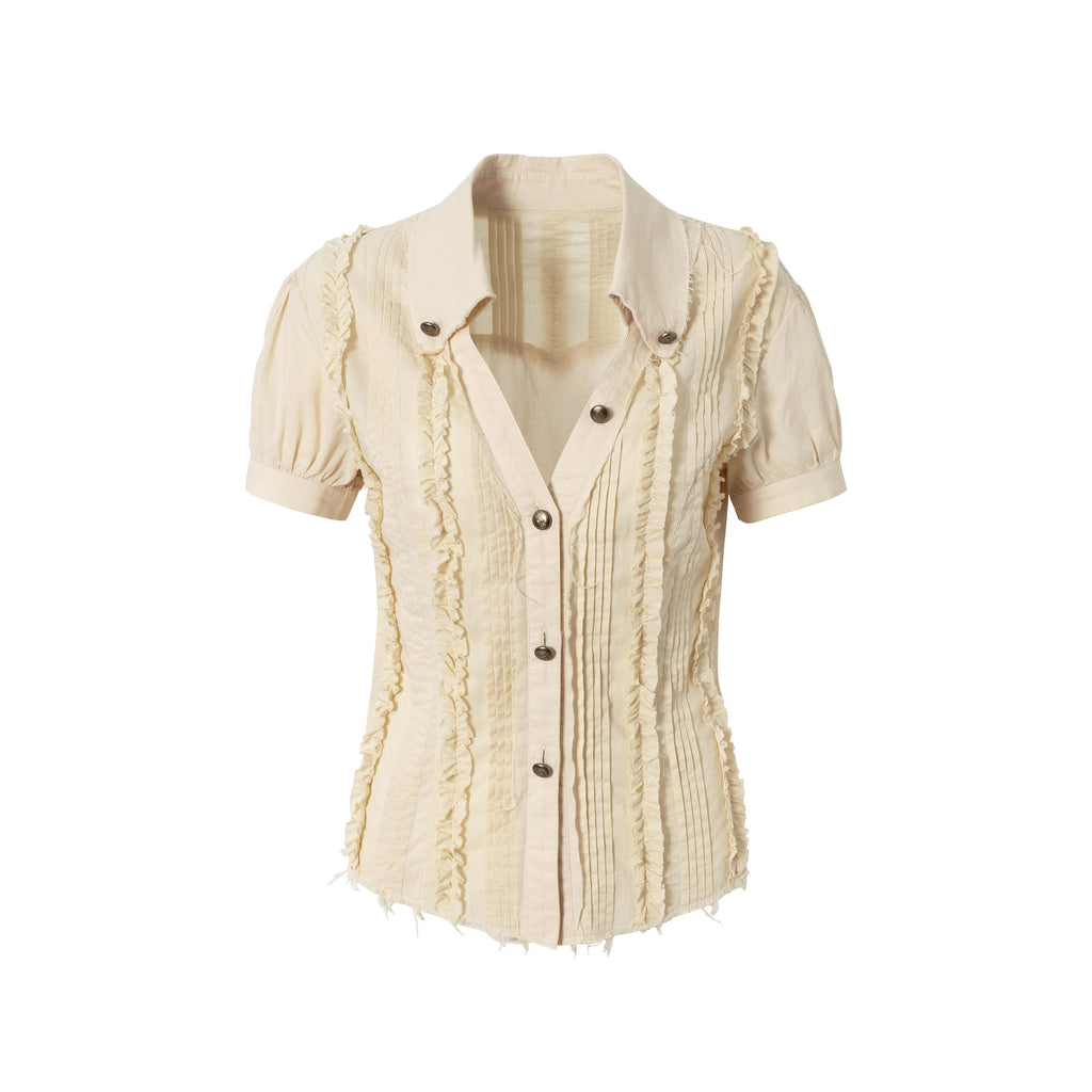 NO_ROMANCE_Sun_Protection_Original_Slim_Fit_V-neck_Button_Women_Cotton_Short_Sleeve_Shirts_MISSTT