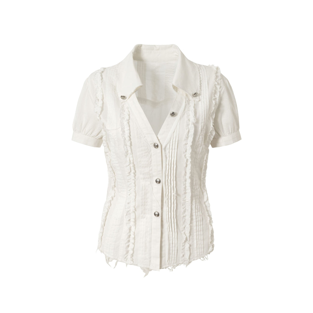 NO_ROMANCE_Sun_Protection_Original_Slim_Fit_V-neck_Button_Women_Cotton_Short_Sleeve_Shirts_MISSTT