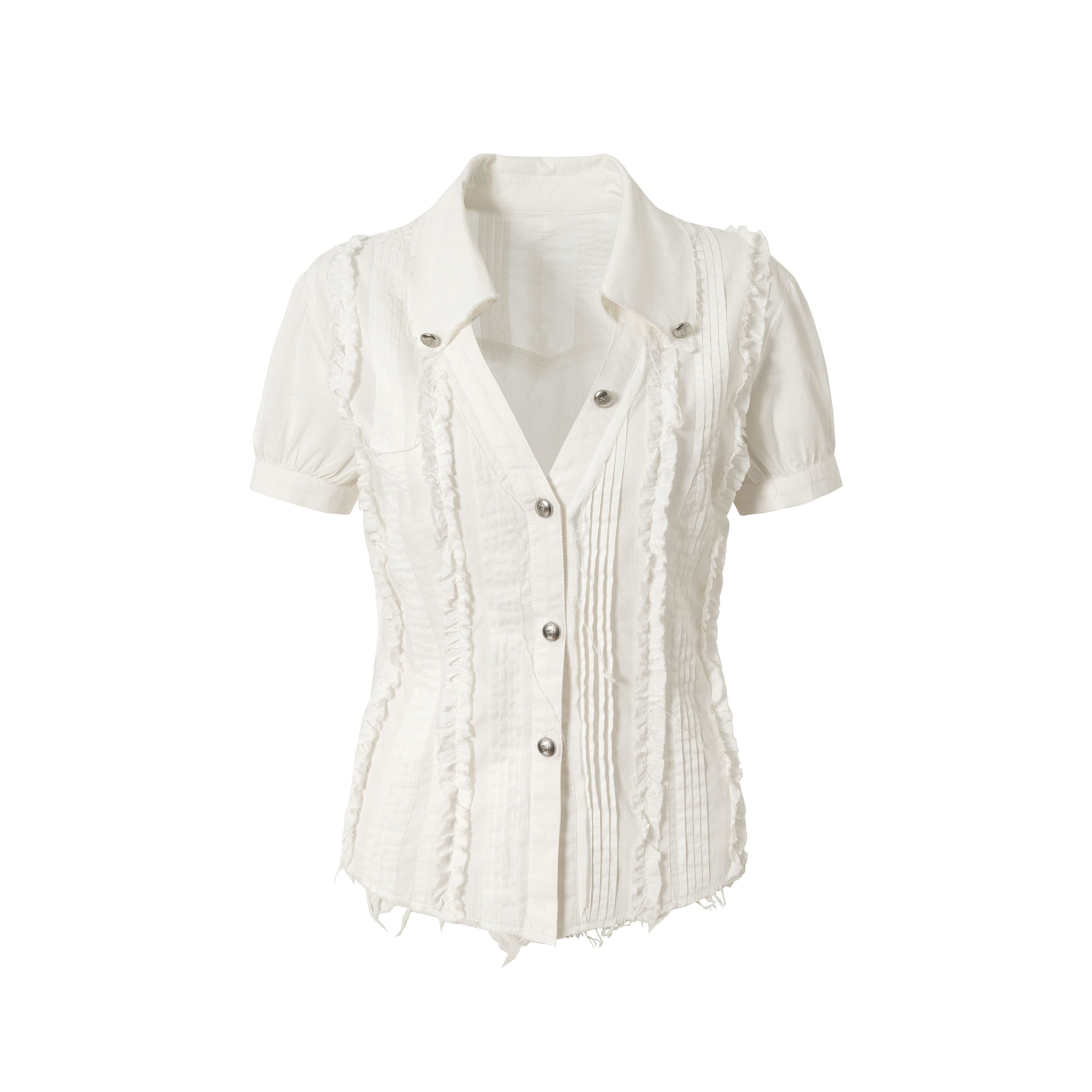 NO_ROMANCE_Sun_Protection_Original_Slim_Fit_V-neck_Button_Women_Cotton_Short_Sleeve_Shirts_MISSTT