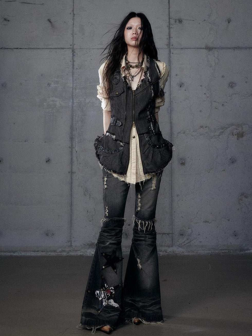 NO ROMANCE Versatile Zip Front Original Design Regular Fit Youth Casual Brown Black Vests