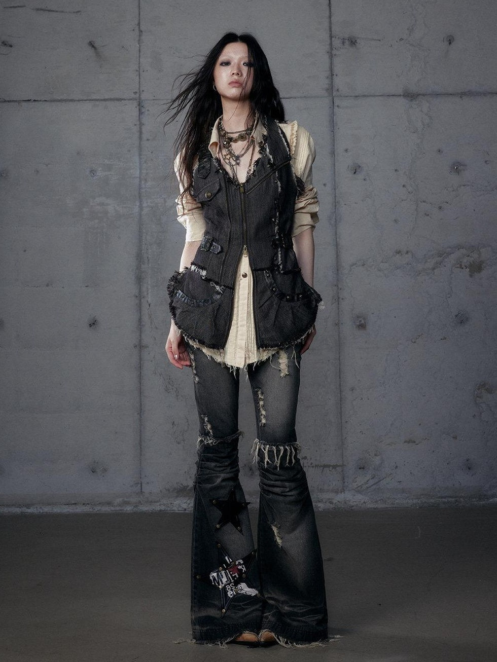 NO ROMANCE Versatile Zip Front Original Design Regular Fit Youth Casual Brown Black Vests