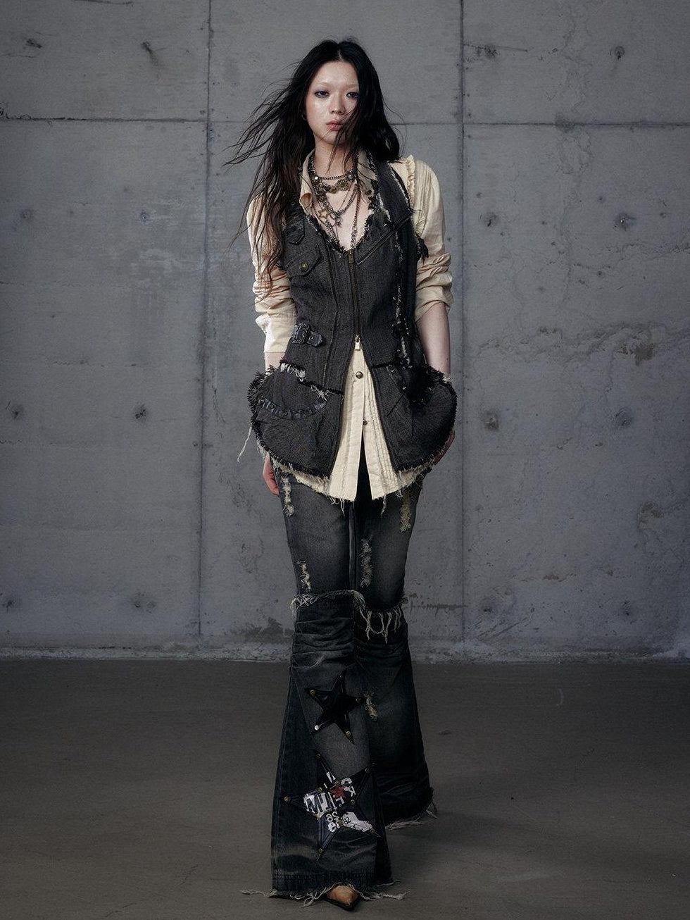 NO ROMANCE Versatile Zip Front Original Design Regular Fit Youth Casual Brown Black Vests