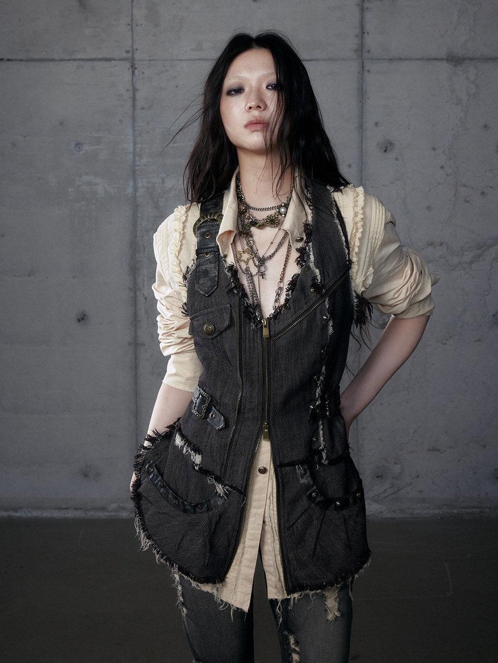 NO ROMANCE Versatile Zip Front Original Design Regular Fit Youth Casual Brown Black Vests