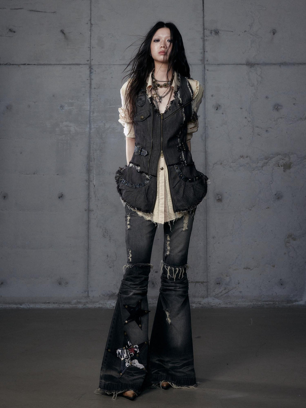 NO ROMANCE Versatile Zip Front Original Design Regular Fit Youth Casual Brown Black Vests