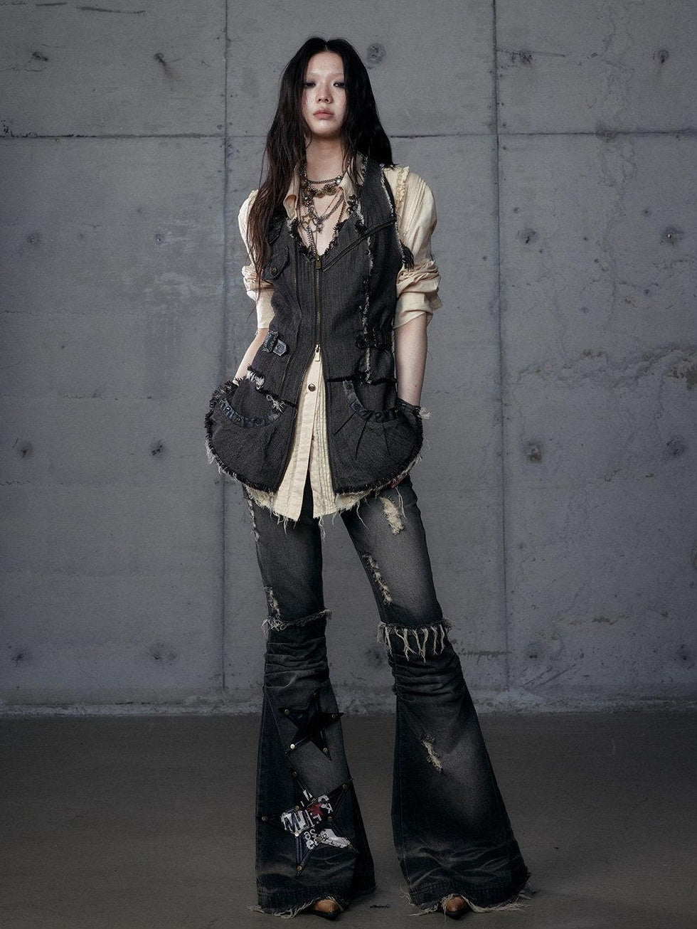 NO ROMANCE Versatile Zip Front Original Design Regular Fit Youth Casual Brown Black Vests