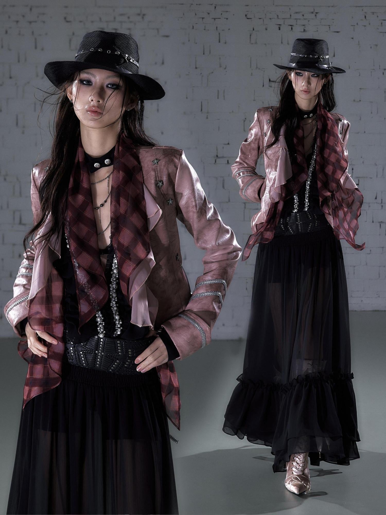 NO ROMANCE Vintage Scarf Collar Ribbon Slim Fit Cropped Women Long Sleeve Casual Jackets