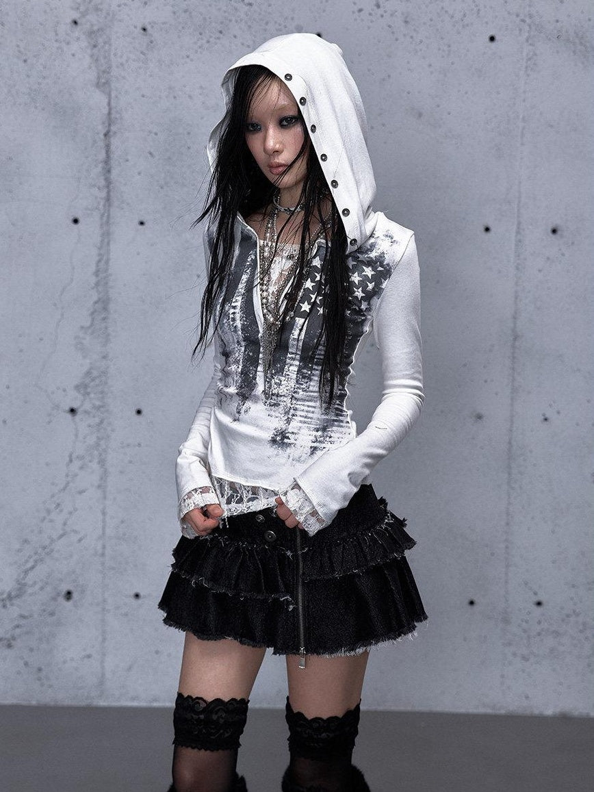 NO ROMANCE Vintage Slim V-neck Bell Sleeve Letter Print Women Cotton Long Sleeve T-Shirts