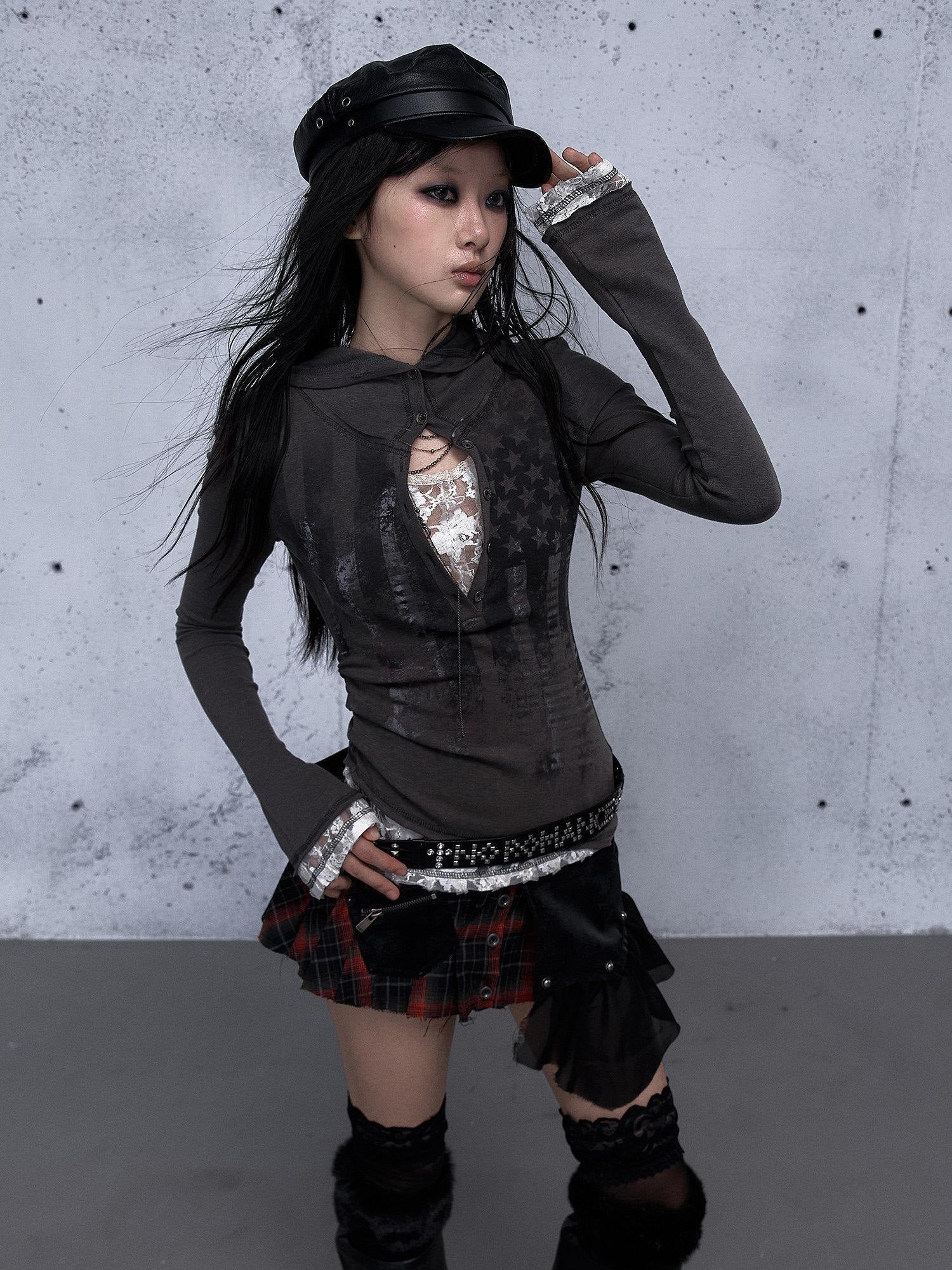NO ROMANCE Vintage Slim V-neck Bell Sleeve Letter Print Women Cotton Long Sleeve T-Shirts