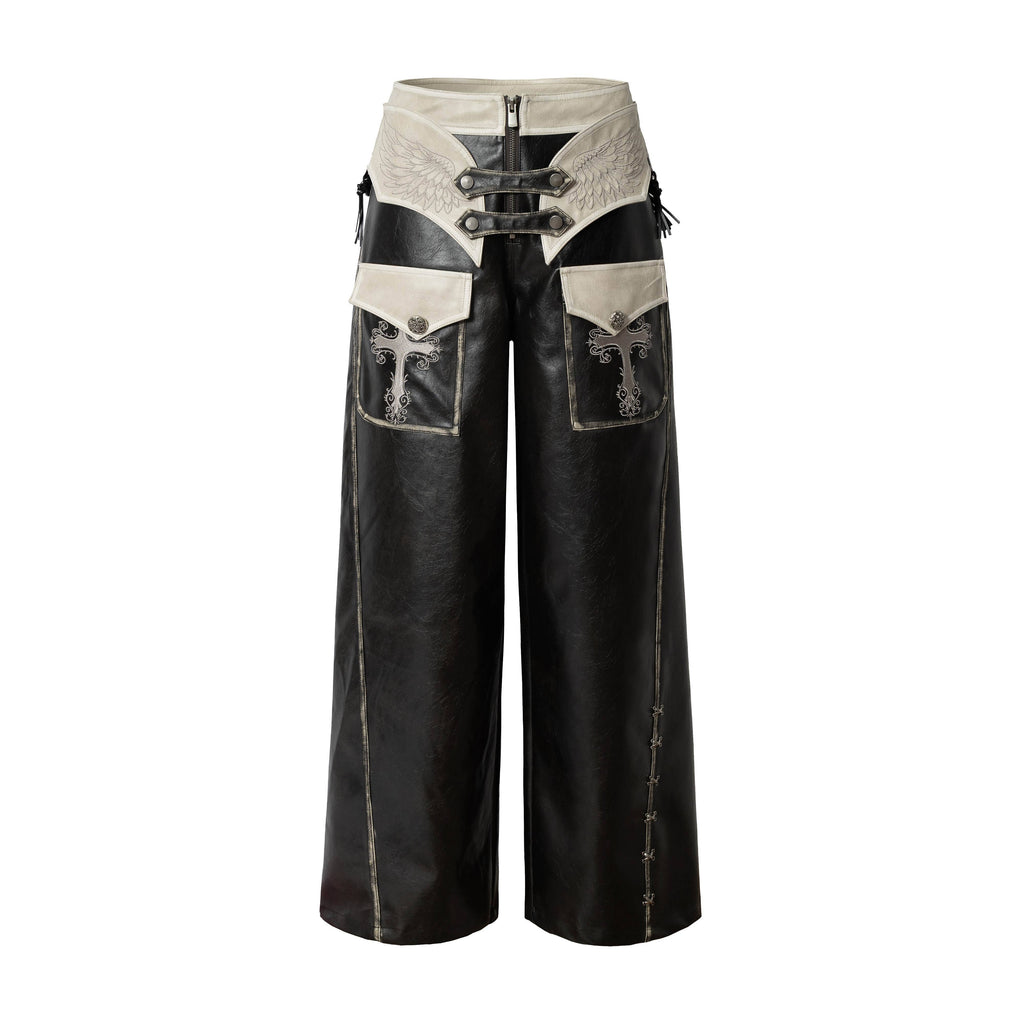 NO_ROMANCE_Washed_Black_Distressed_Vintage_Low_Rise_Non_Stretch_Ladies_Wide-Leg_Pants_MISSTT