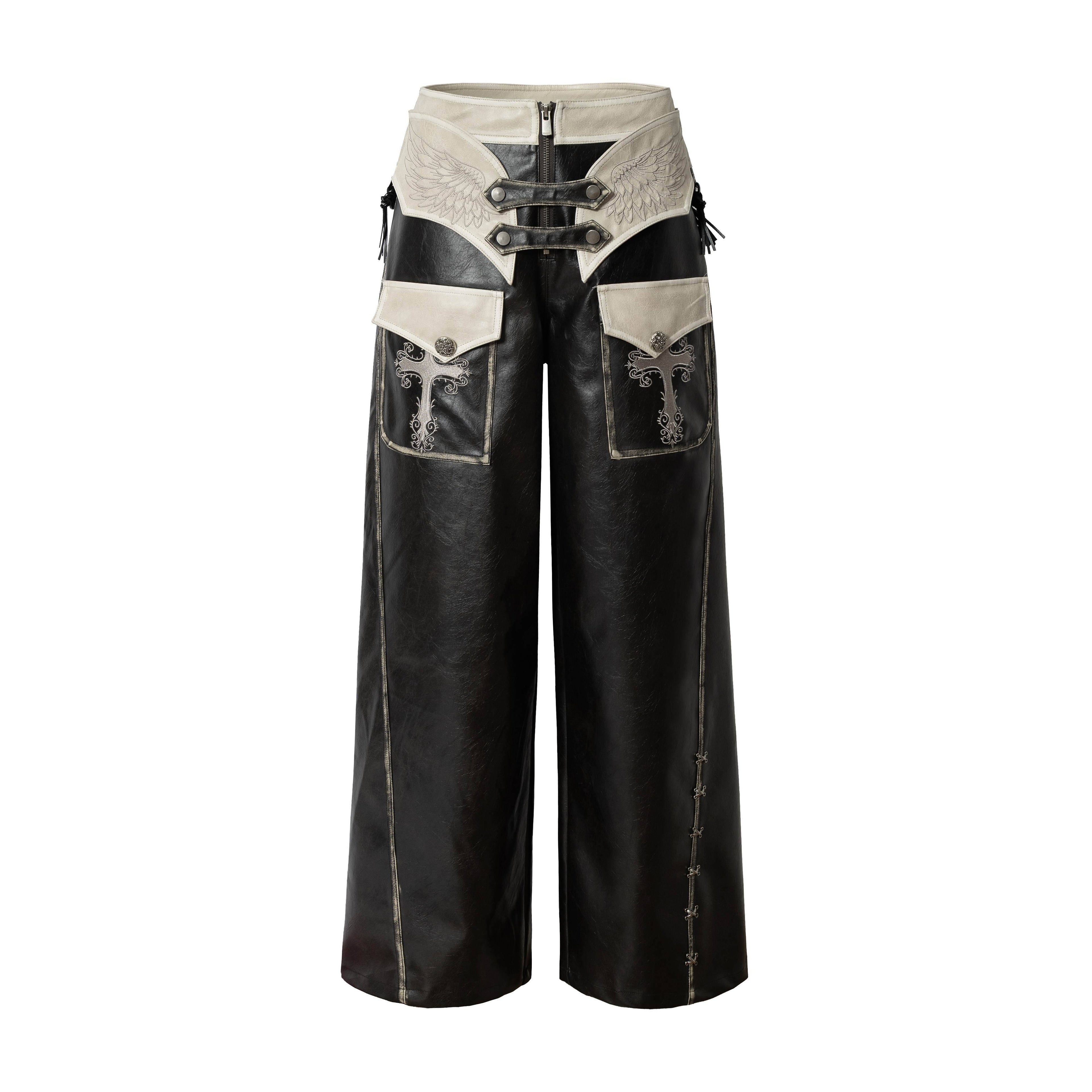 NO_ROMANCE_Washed_Black_Distressed_Vintage_Low_Rise_Non_Stretch_Ladies_Wide-Leg_Pants_MISSTT