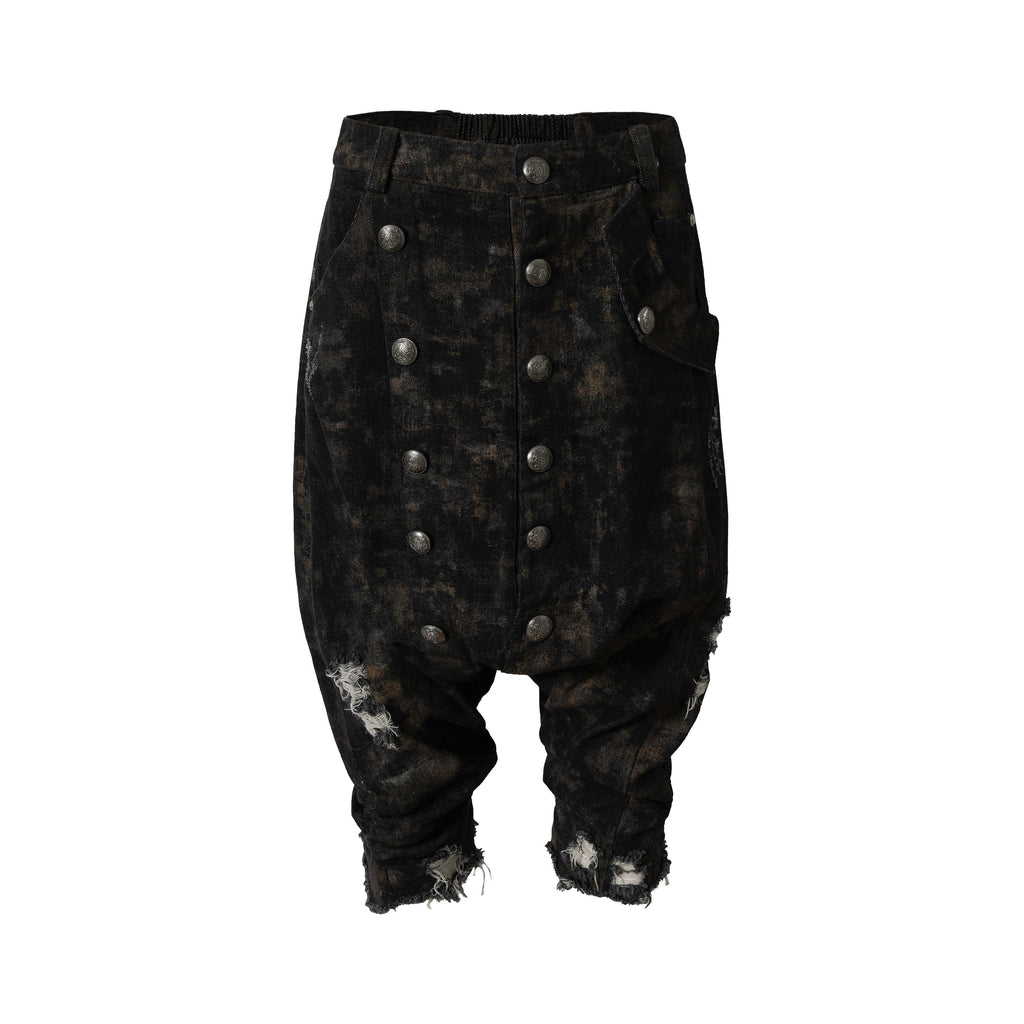 NO_ROMANCE_Washed_Distressed_Streetwear_Loose_Fit_Natural_Waist_Womens_Black_Denim_Shorts_MISSTT
