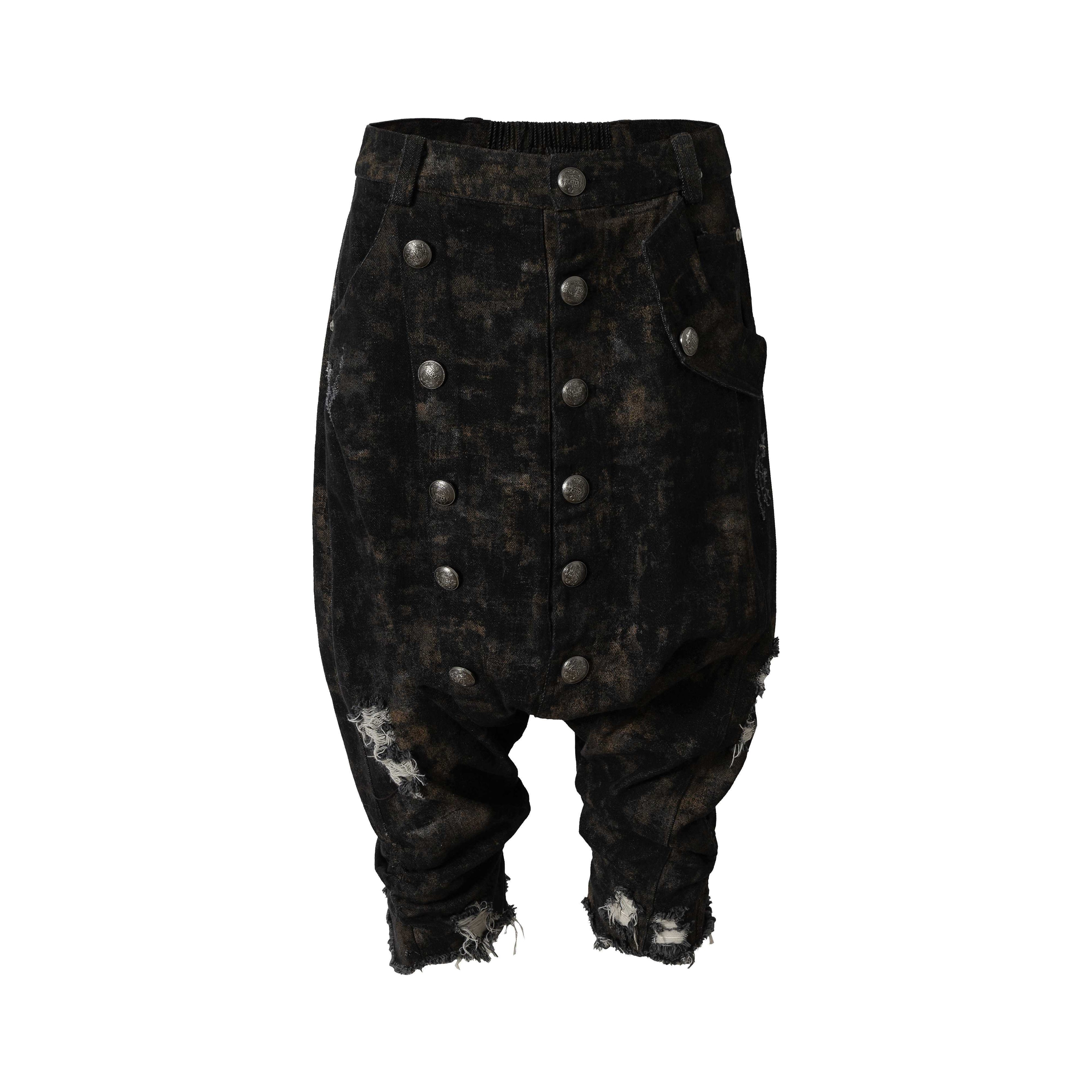 NO_ROMANCE_Washed_Distressed_Streetwear_Loose_Fit_Natural_Waist_Womens_Black_Denim_Shorts_MISSTT