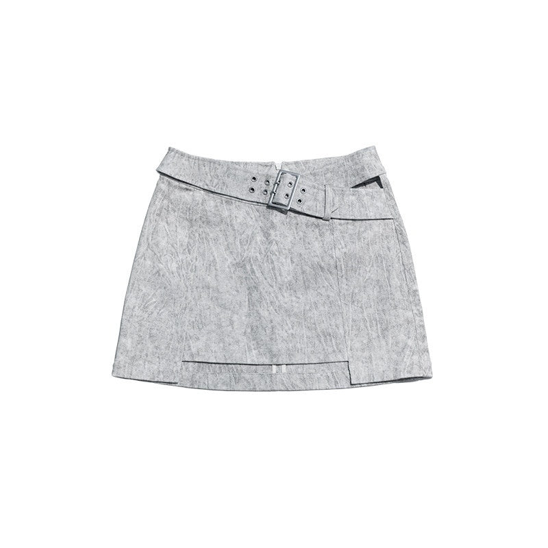 NextPassport_MOF_Beige_Gray_Cross_Waist_Slanted_Belt_Women's_Cotton_Blend_Mini_Skirts_815108893190_MISSTT