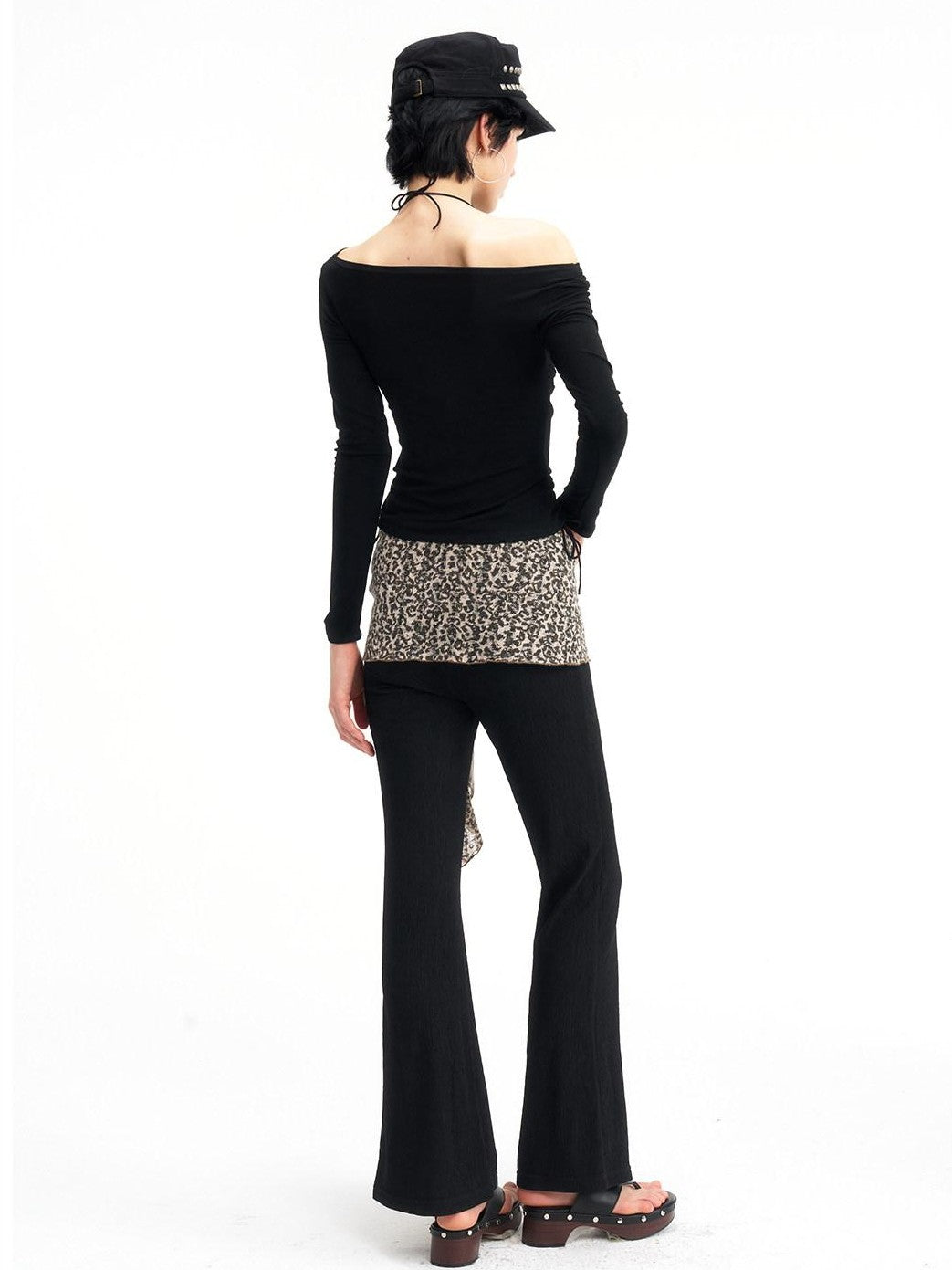 NextPassport MOF Black Boatneck Rhinestone Women's Viscose Spandex Long Sleeve T-shirts