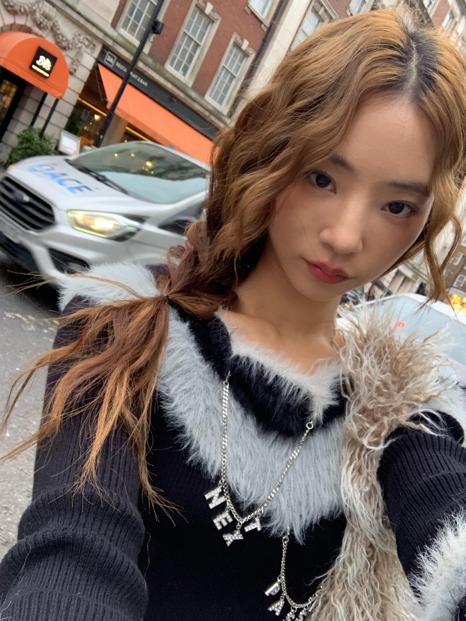 NextPassport MOF Black Fur Collar Reversible One Shoulder Women's Polyester Off-shoulder Sweaters