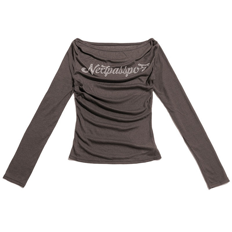 NextPassport_MOF_Black_Rhinestone_One_Shoulder_Slim_Fit_Women's_Cotton_Blend_Long_Sleeve_T-shirts_850739124818_MISSTT