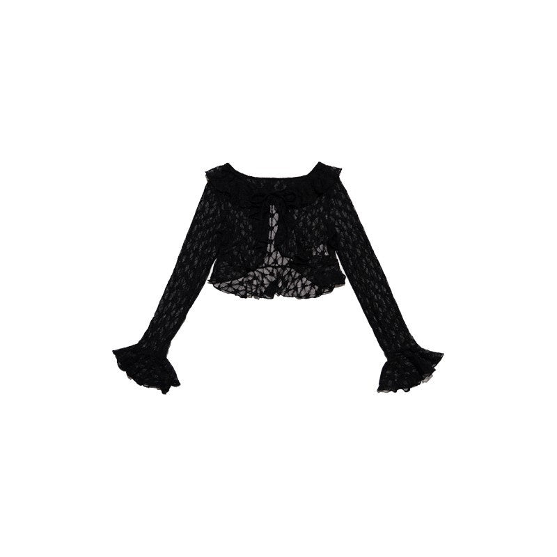 NextPassport_MOF_Black_Sheer_Lace_Round_Neck_Slim_Fit_Women's_Nylon_Cardigans_951484628465_MISSTT