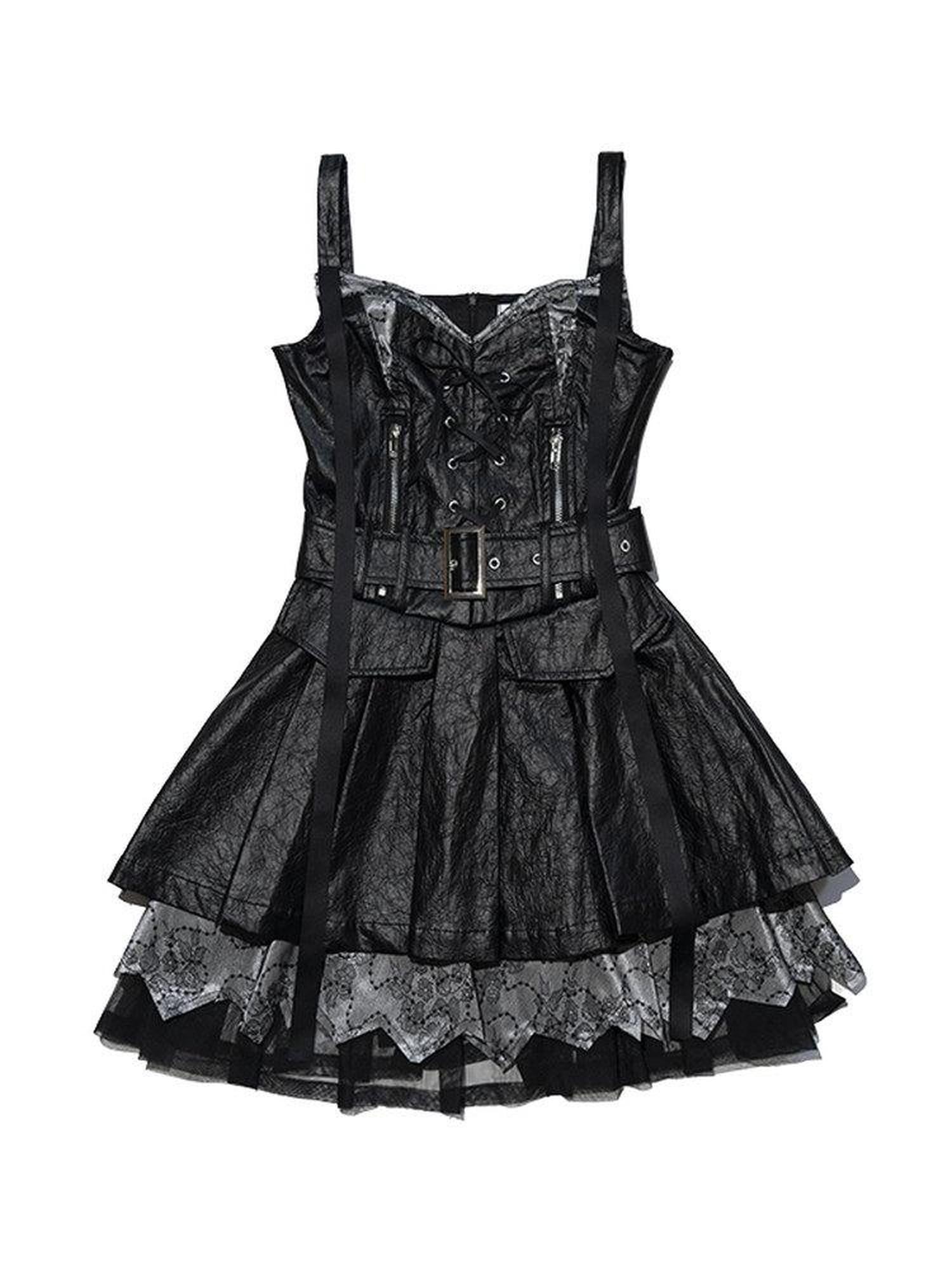 NextPassport MOF Black Strappy Off Shoulder Women's Pu Leather Slip Mini Dresses