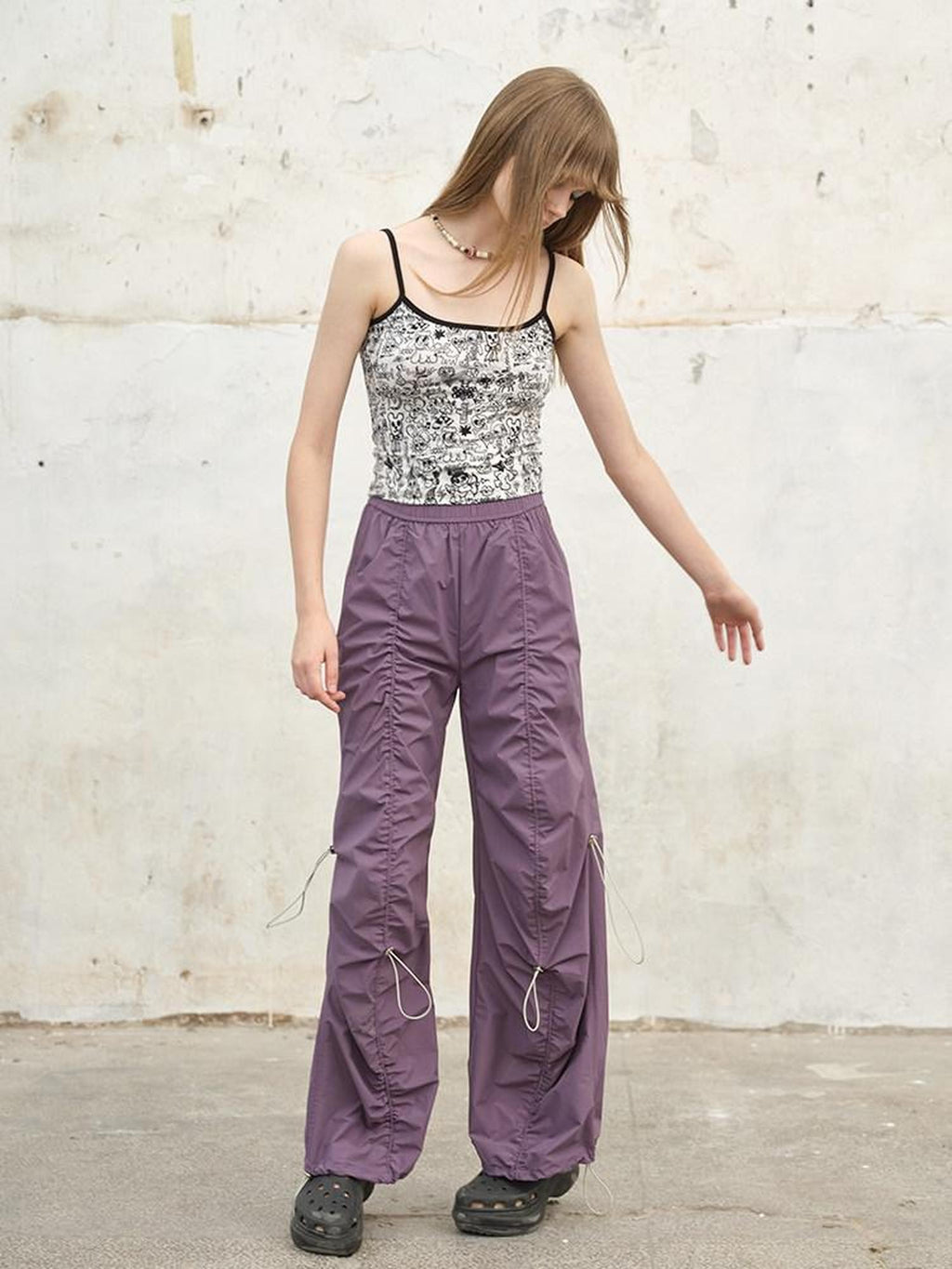 NextPassport MOF Black White Graffiti Pink Trim Cropped Women's Cotton Camisoles