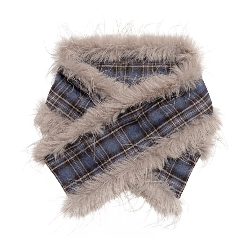 NextPassport_MOF_Blue_Purple_Plaid_Fuzzy_Long_Women's_Polyester_Scarves_&_Shawls_857749500037_MISSTT