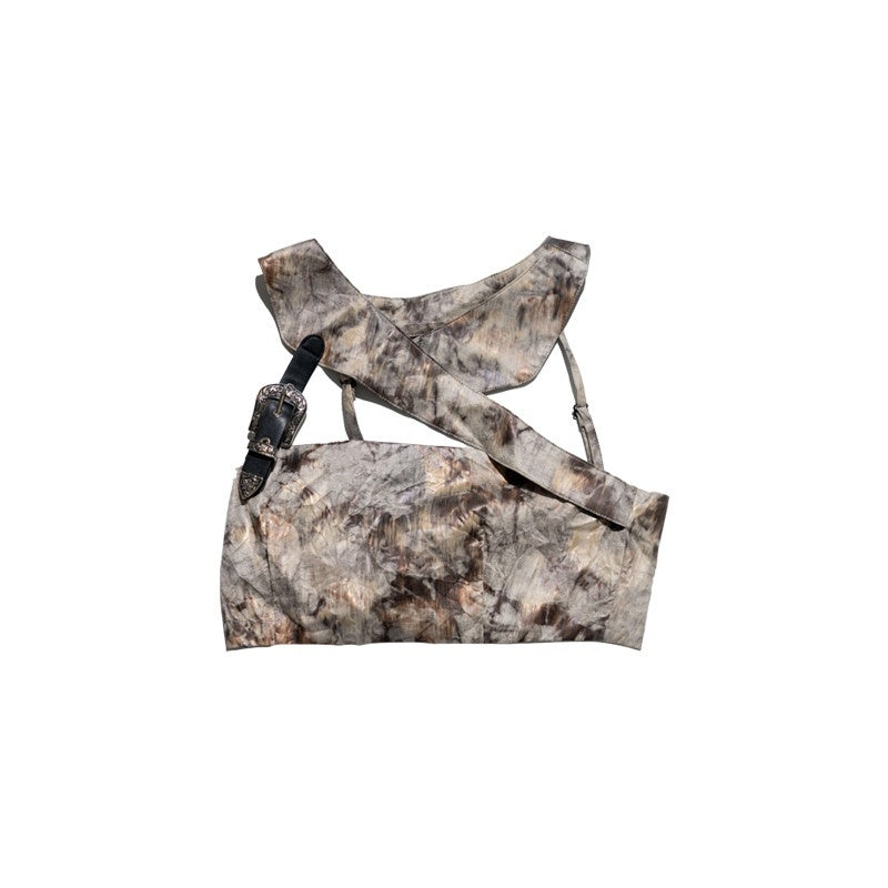 NextPassport_MOF_Brown_Bark_Texture_Leather_Button_Asymmetric_Cutout_Cropped_Women's_Tank_Tops_728969429648_MISSTT